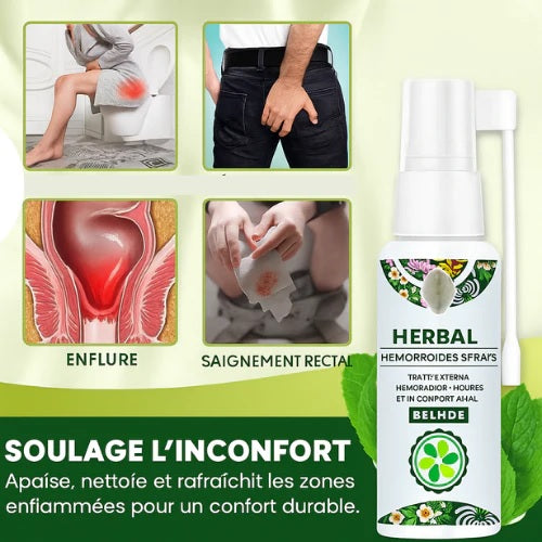 Spray Anti-Hémorroïde HERBAL- Soulagement Rapide des Douleurs et Démangeaisons